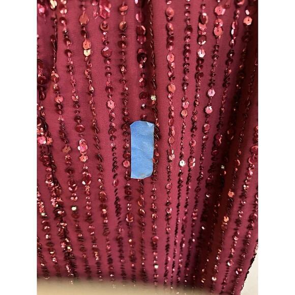 Mac Duggal 10509 Vertical Sequin Midi Sheath Dress 10 Burgundy $398 - Picture 14 of 16